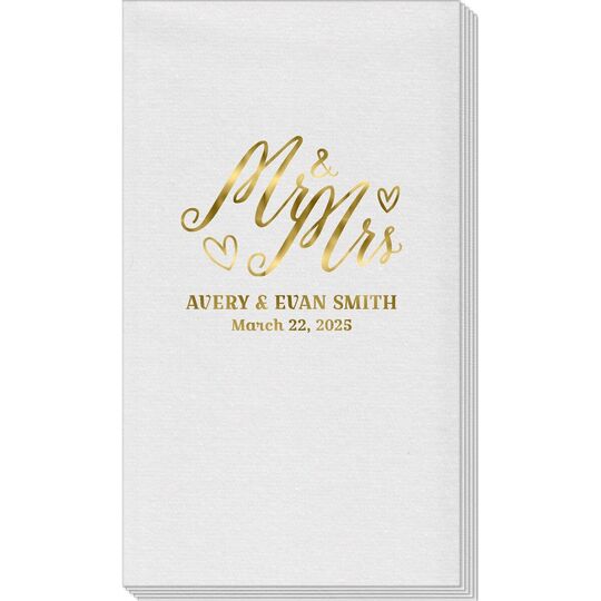 Mr. and Mrs. Hearts Linen Like Guest Towels